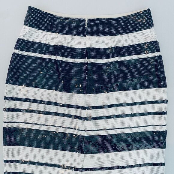 Kate Spade sequins pencil skirt Womens Size 2 black white stripe party evening - Picture 7 of 12